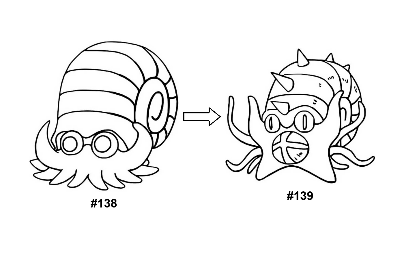 Pokémon evolution coloring page Omanyte