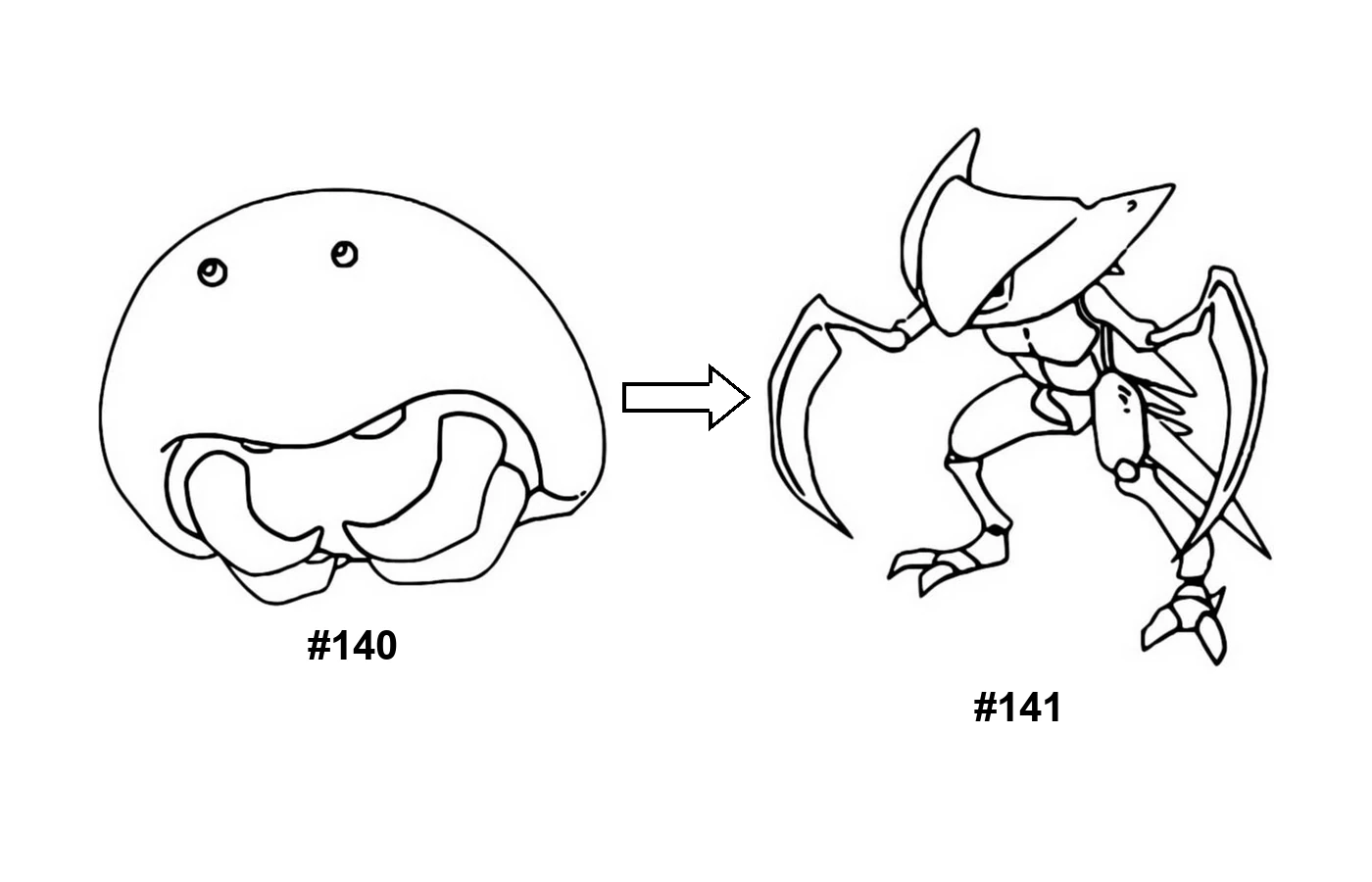 Pokémon evolution coloring page Kabuto