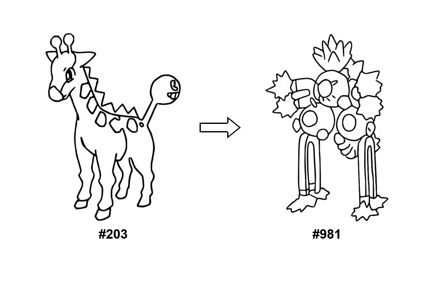 Pokémon evolution coloring page Girafarig