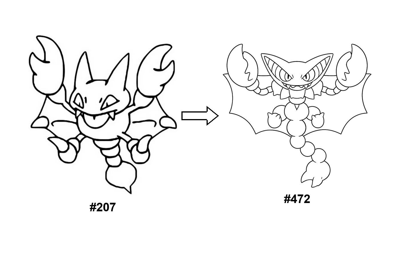Pokémon evolution coloring page: Gligar, Gliscor