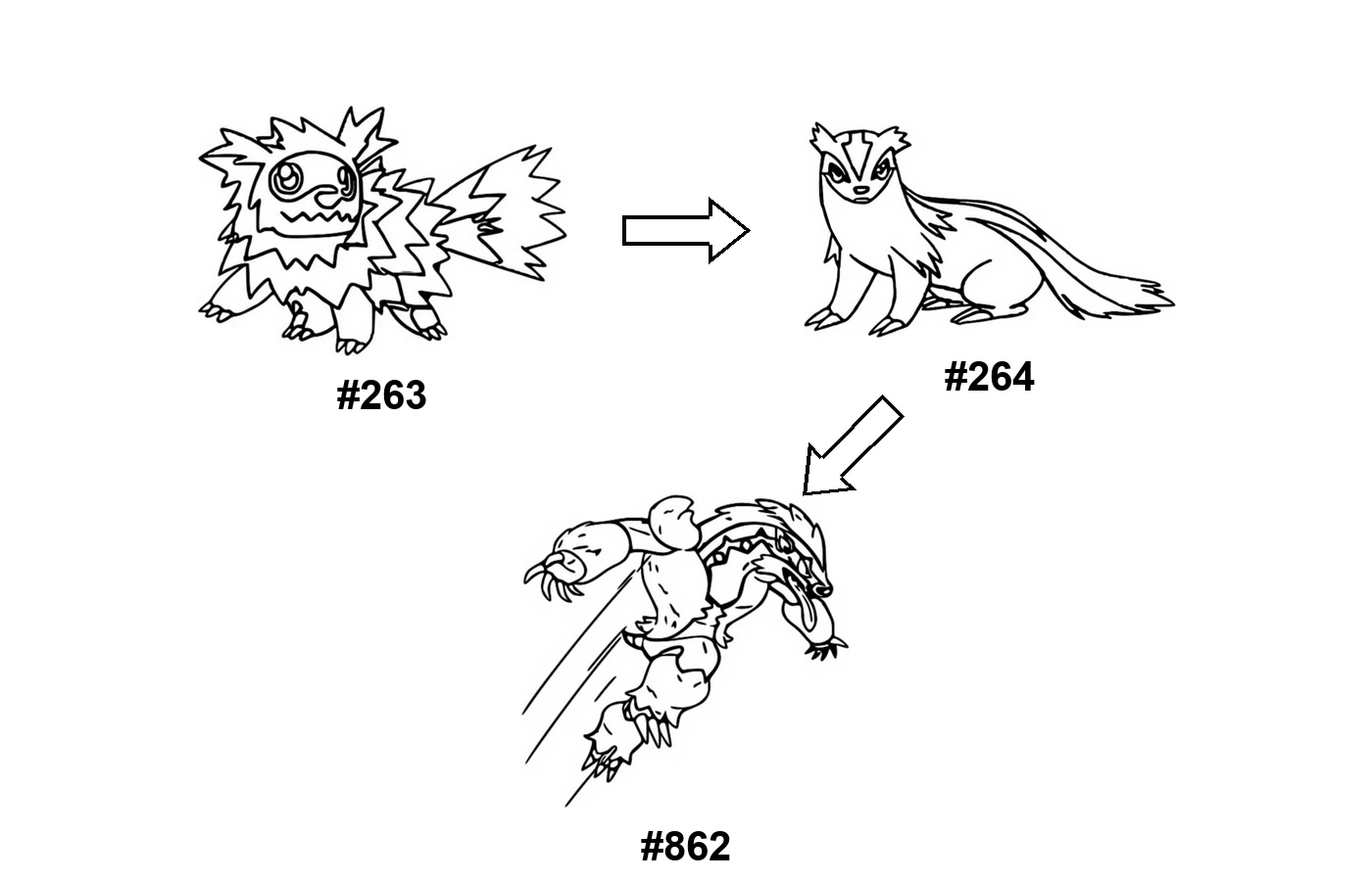Pokémon evolution coloring page Zigzagoon