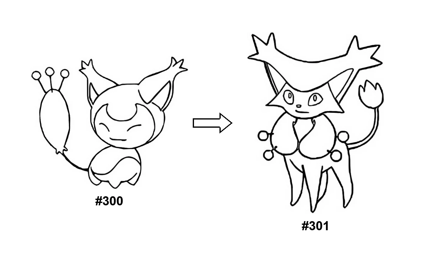 Pokémon evolution coloring page Skitty