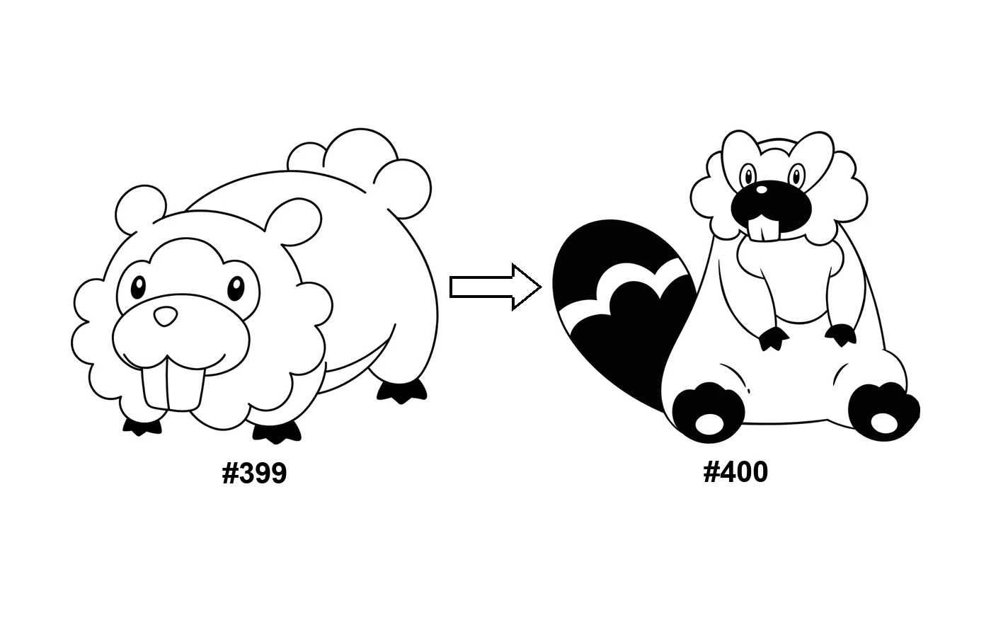 Pokémon evolution coloring page Bidoof