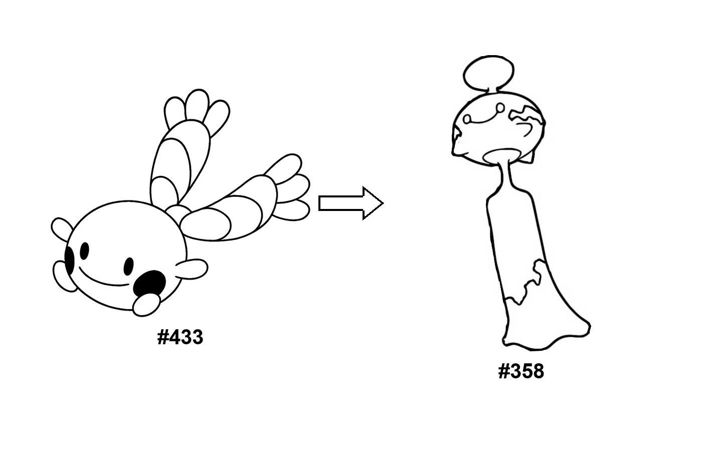 Pokémon evolution coloring page: Chimecho, Chingling