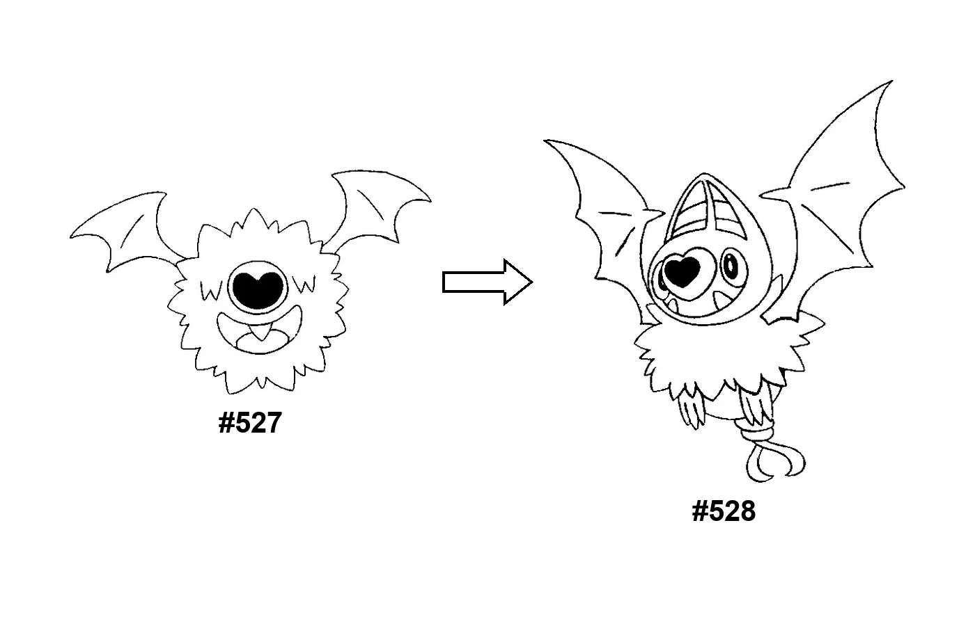 Pokémon evolution coloring page Woobat