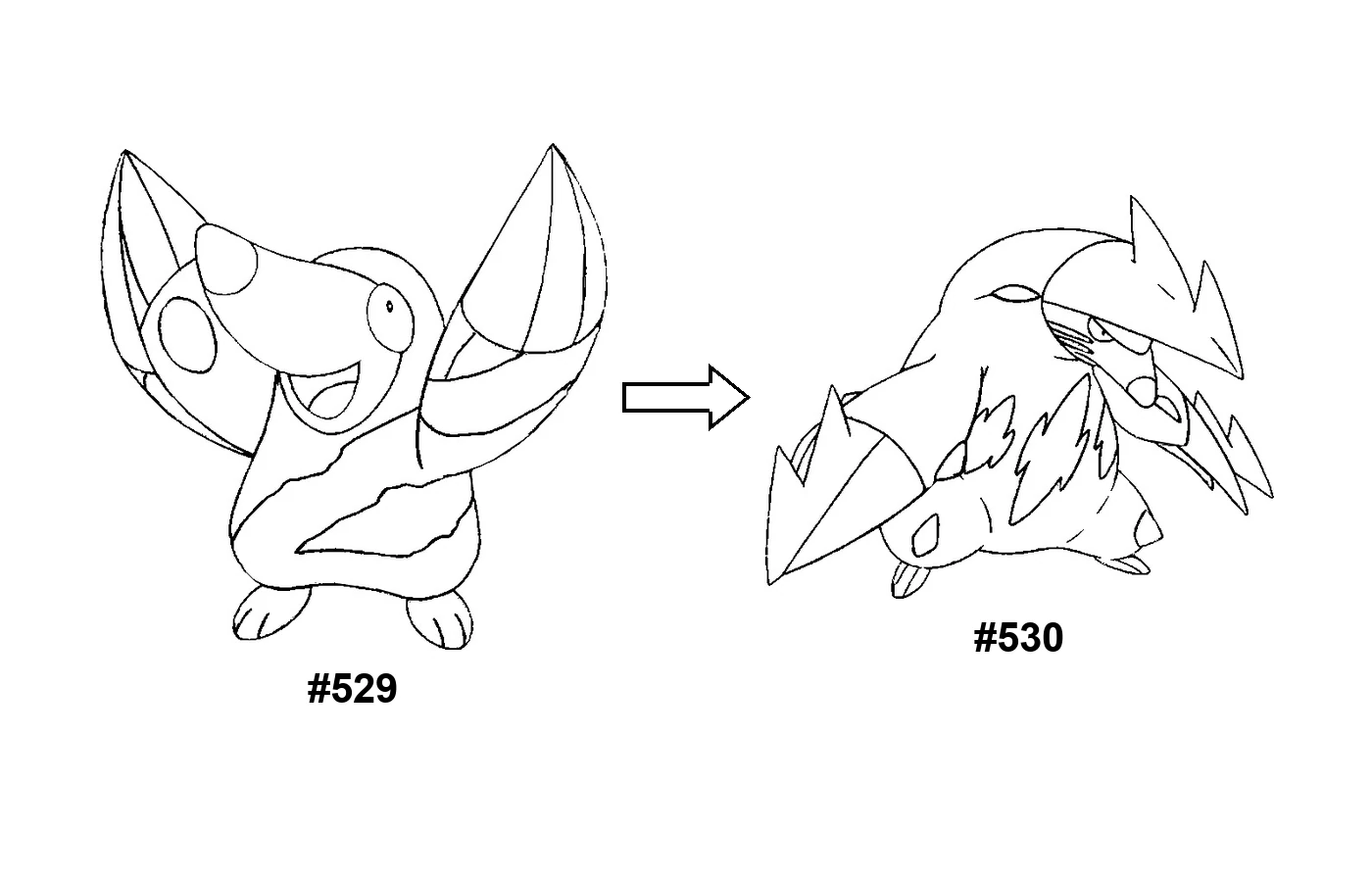 Pokémon evolution coloring page Drilbur