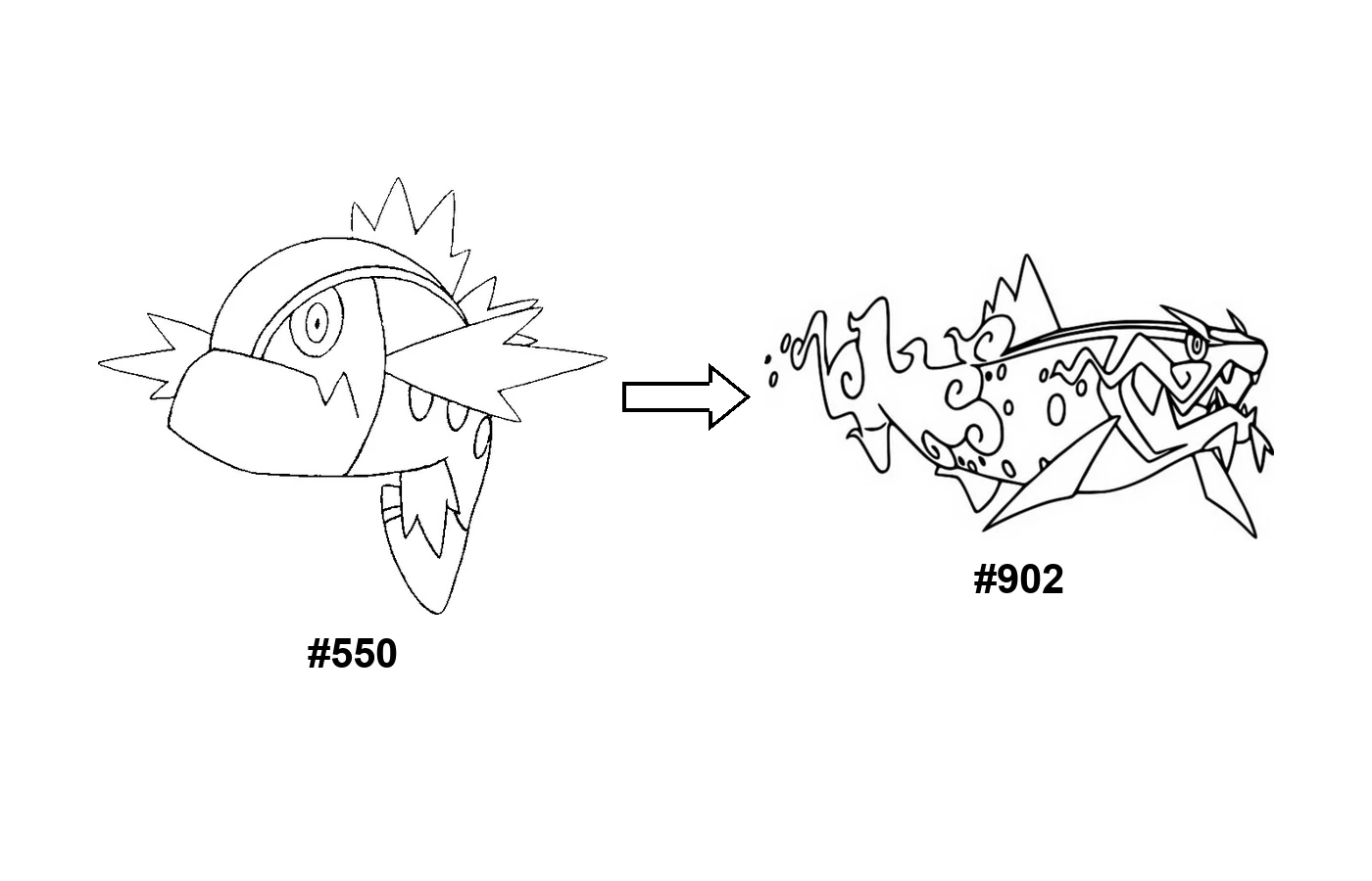 Pokémon evolution coloring page Basculin