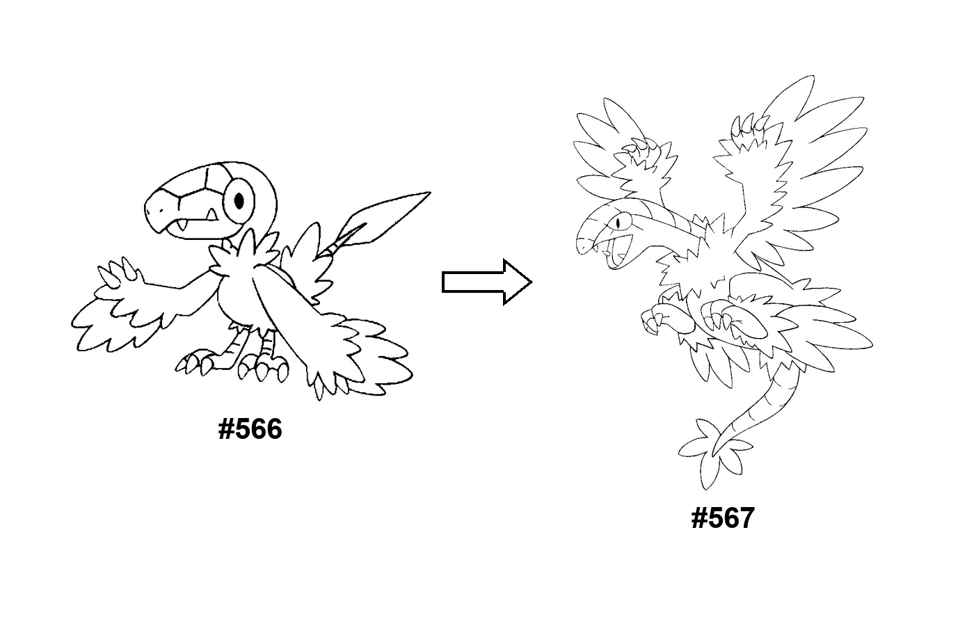 Pokémon evolution coloring page Archen