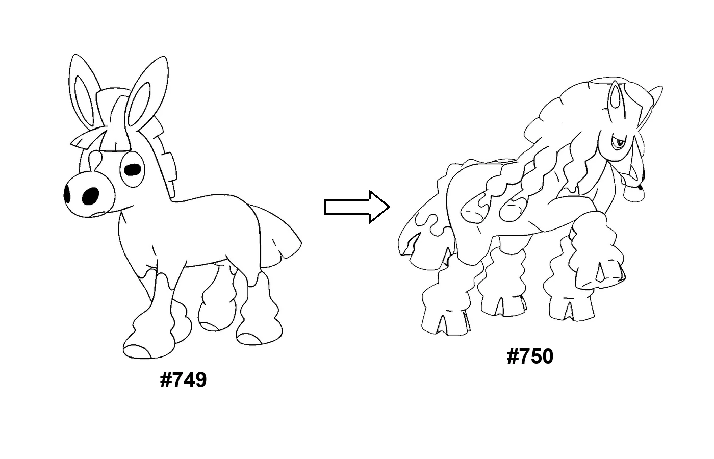 Pokémon evolution coloring page: Mudbray, Mudsdale
