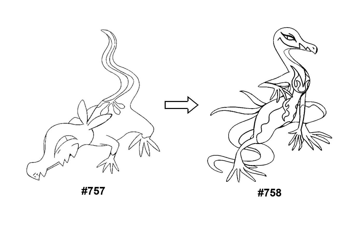 Pokémon evolution coloring page: Salandit, Salazzle