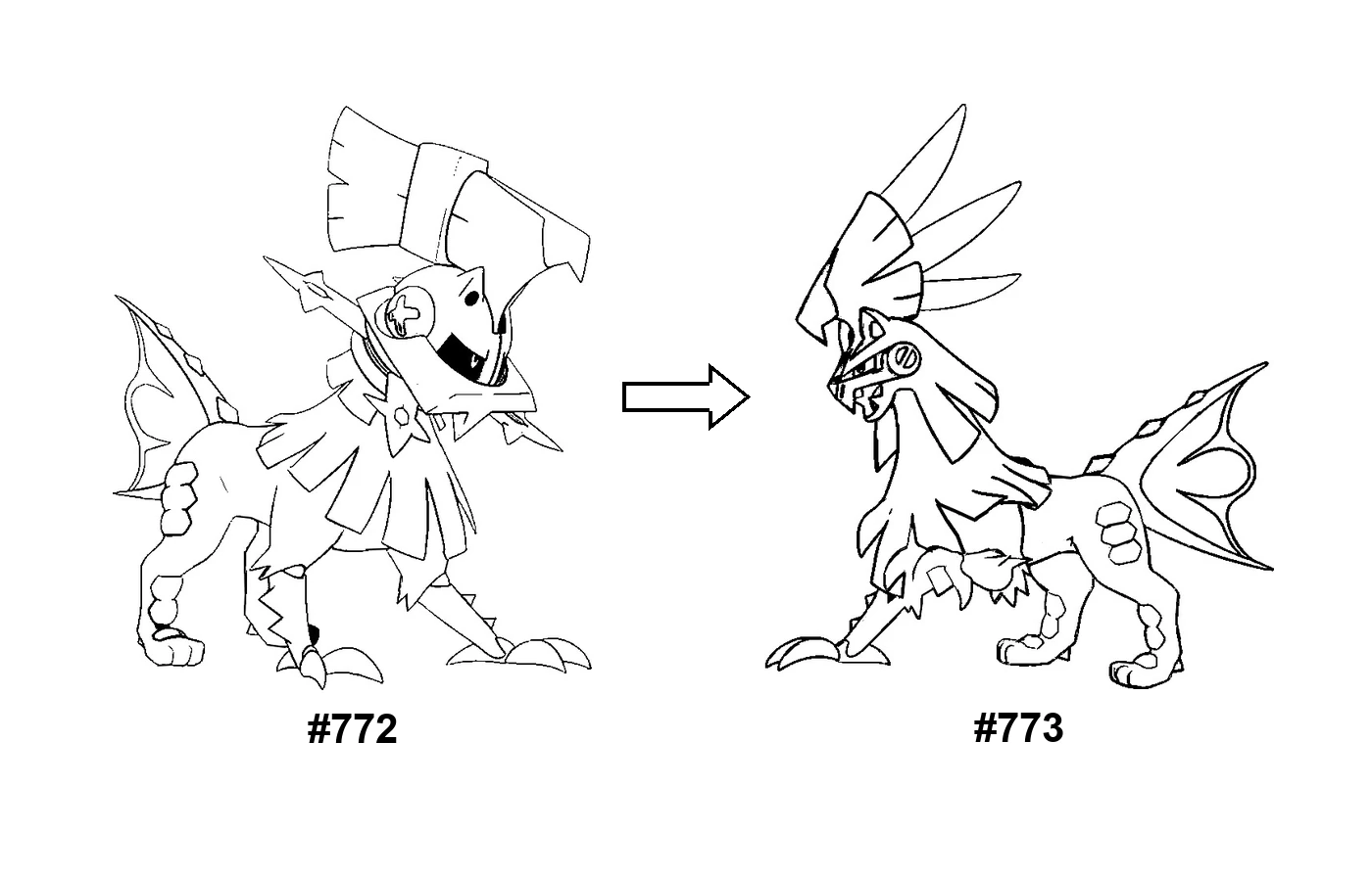 Pokémon evolution coloring page: Type: Null, Silvally