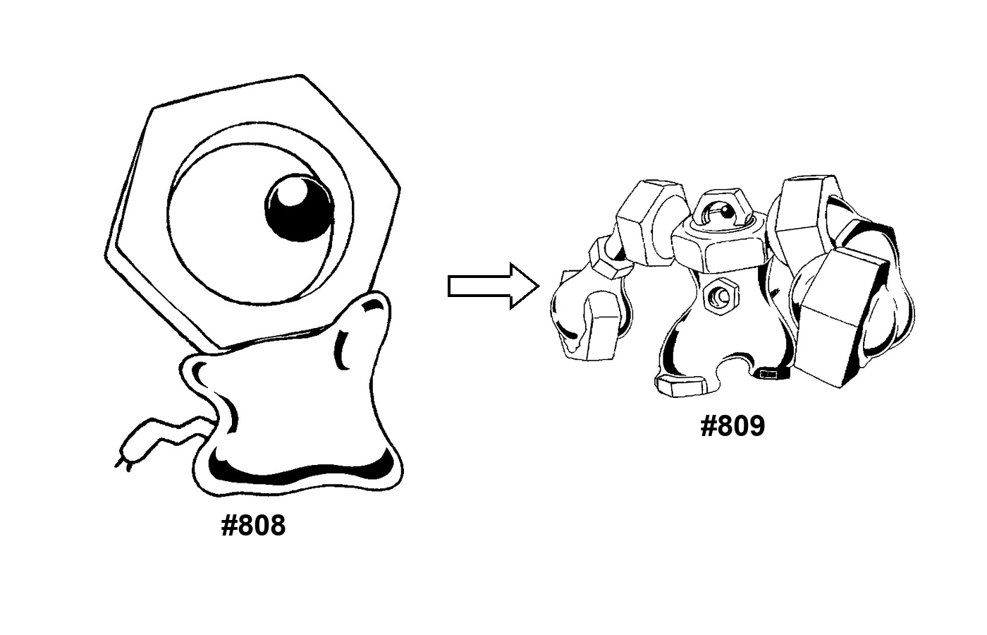 Pokémon evolution coloring page Meltan