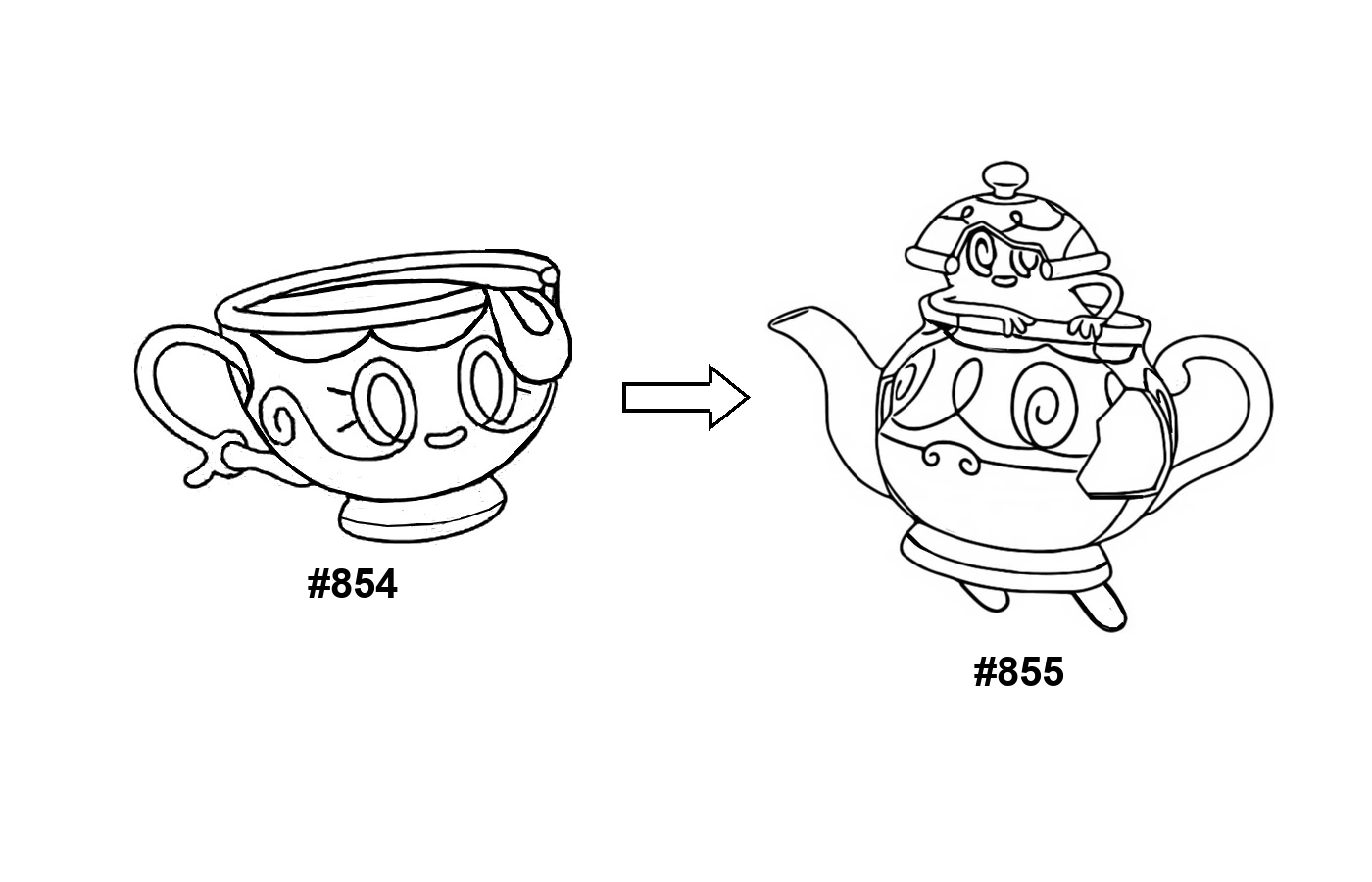 Pokémon evolution coloring page Sinistea