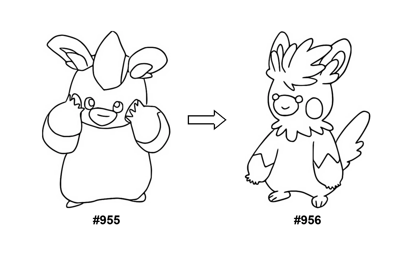 Pokémon evolution coloring page Pawmo