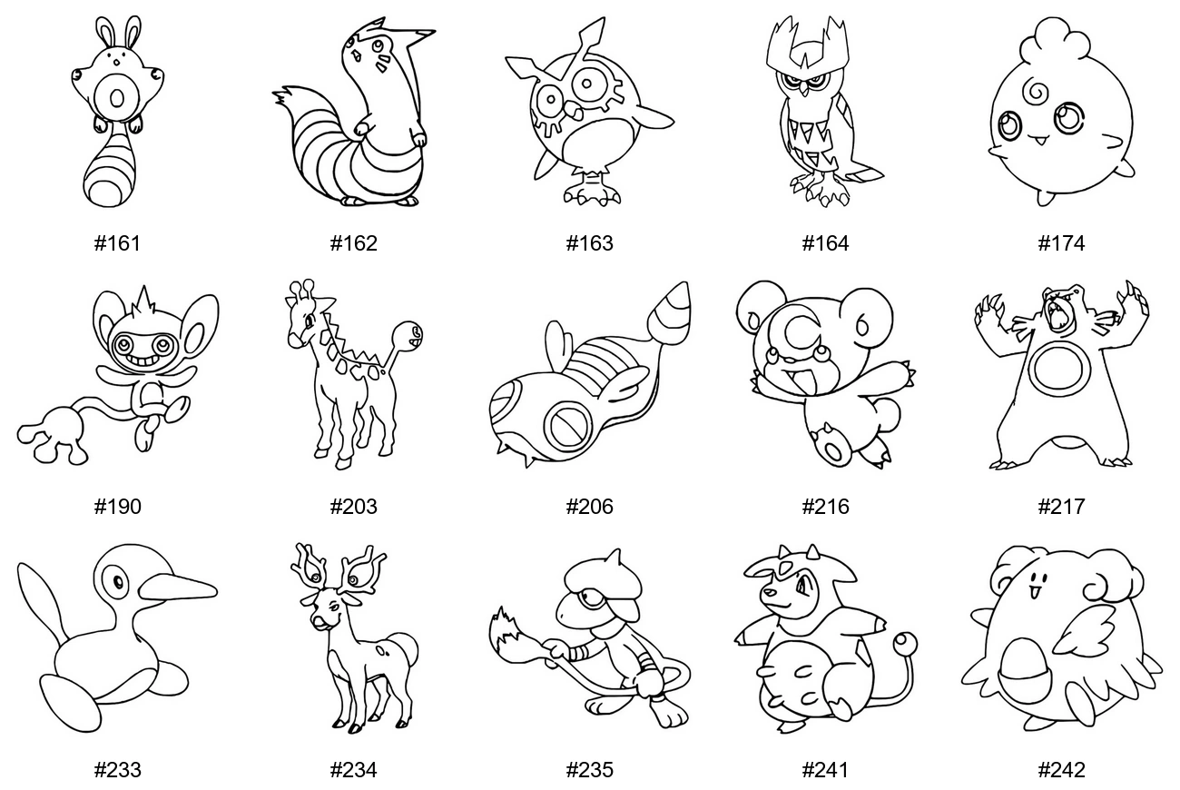 ノーマルタイプのポケモンぬりえ