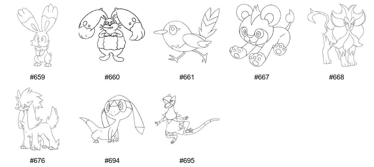 ノーマルタイプのポケモンぬりえ
